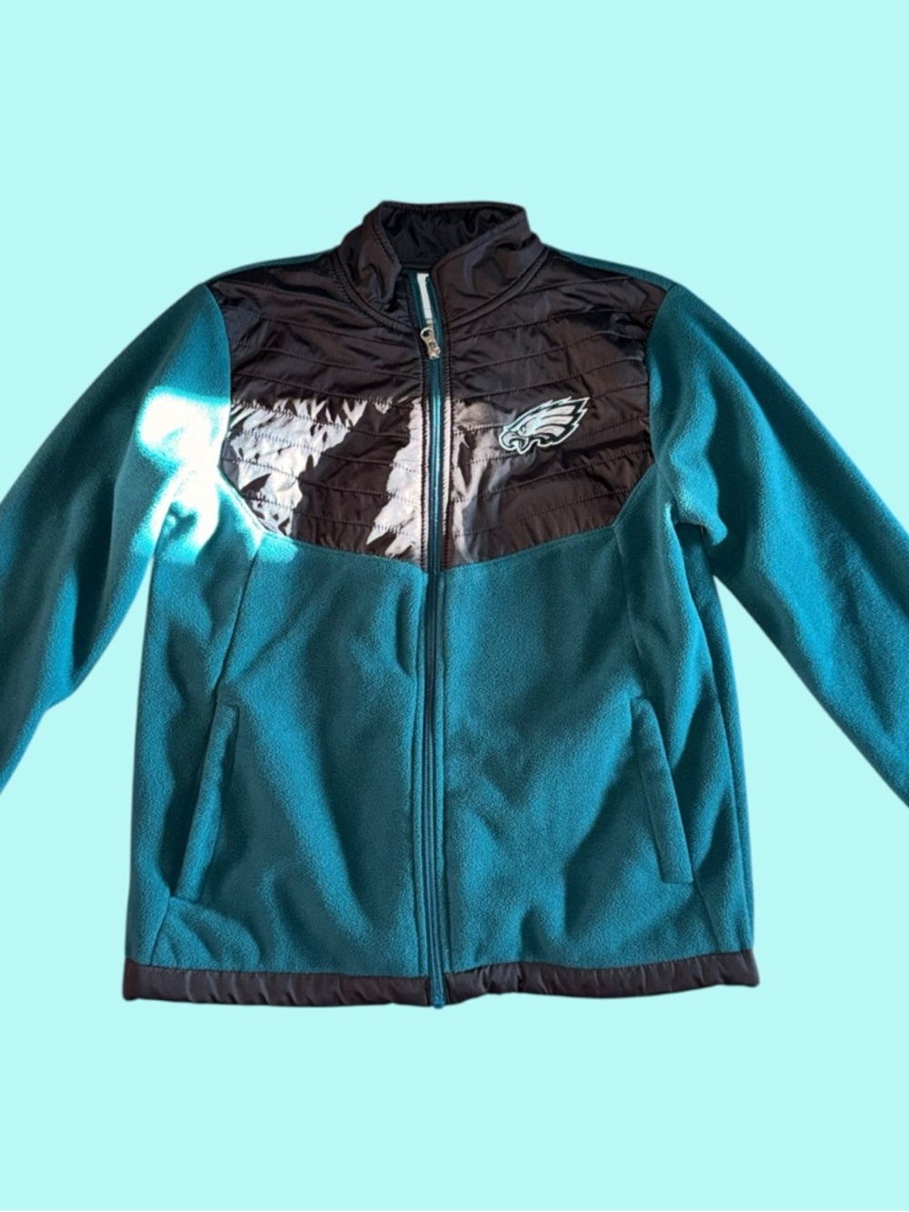 NFL Team Apparel Philadelphia Eagles Youth Large Color Blocked Full Zip Fleece